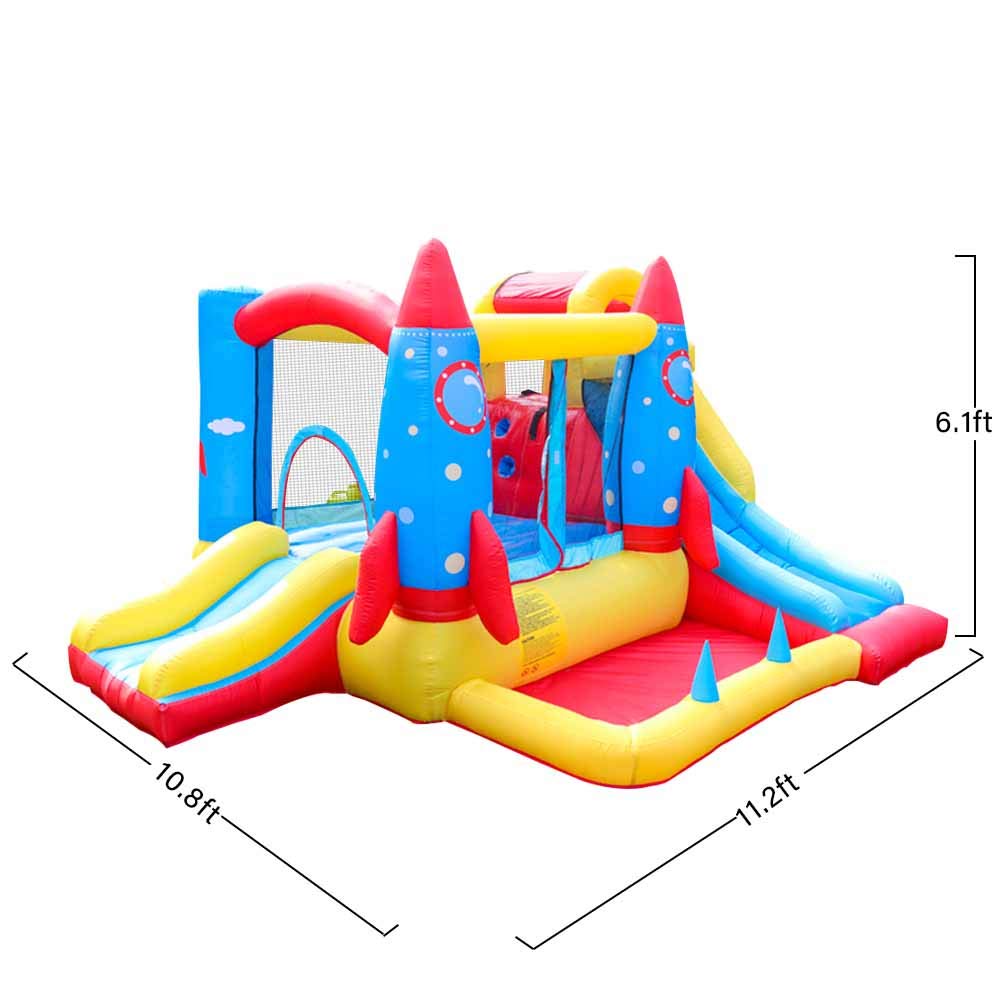 doctor dolphin Inflatable Bouncy House for Kids Outdoor Bounce House Slide Rocket Jumping Bouncy Castle House with Air Blower for Kids