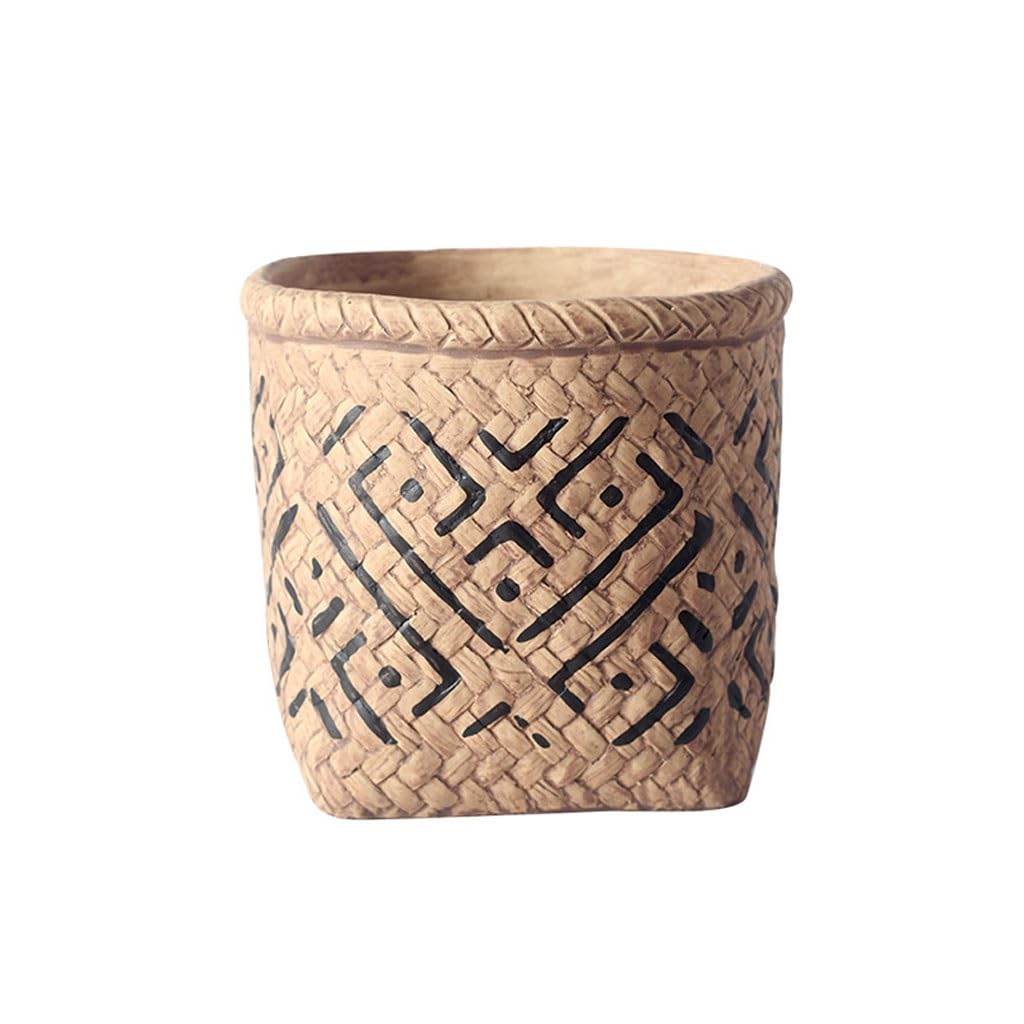 Gelasige B Flower Pots Light Luxury Flower Pot, Retro Style Ceramic Flower Pot, Desktop Ceramic Flower Pot With Drainage Hole Outdoor Flower Pots(,M)