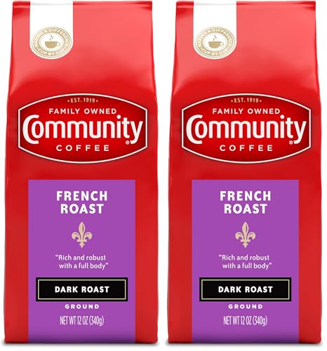Image of Community Coffee French Roast 12 Ounces, Extra Dark Roast Ground Coffee, 12 Ounce Bag (Pack of 2)