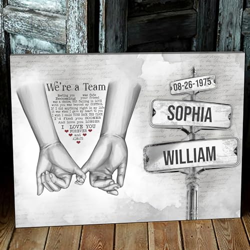 GABITA Personalized Couple Wall Art, Gift for Husband and Wife, Parent, Grandparent, We're A Team Canvas, Romantic Picture Frame Wedding Keepsake, Gift for Christmas, Valentine