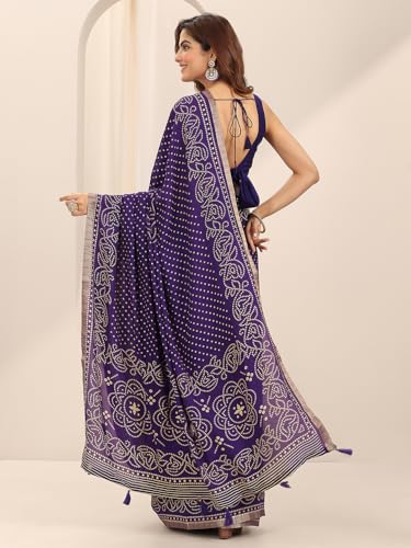 Image of Libas Printed Georgette Saree for Women With Unstitched Blouse Piece | Traditional Saree for Festive & Wedding