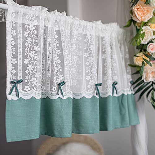 Cortinas de cocina Cortinas cortas,Cortina de bistró de estilo campestre,Cortinas de gasa semitransparentes Mezcla de algodón y lino con lazo y dobladillo,Cortinas de café Cenefa Dormitorio Sala de es