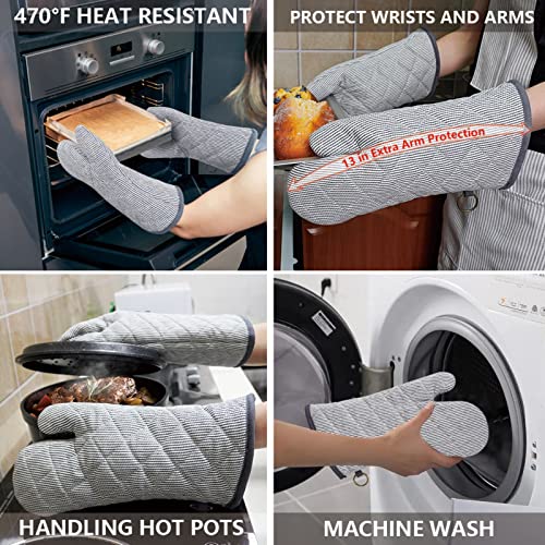 Red Lmldeta 1 Pair Yarn Dyed Oven Mitts 100% Cotton Heat Resistant 470 Degree Gloves Men Women Cooking Baking Barbecue Bbq Microwave Crafting Machine Washable Pot Holders Mittens thumb #5
