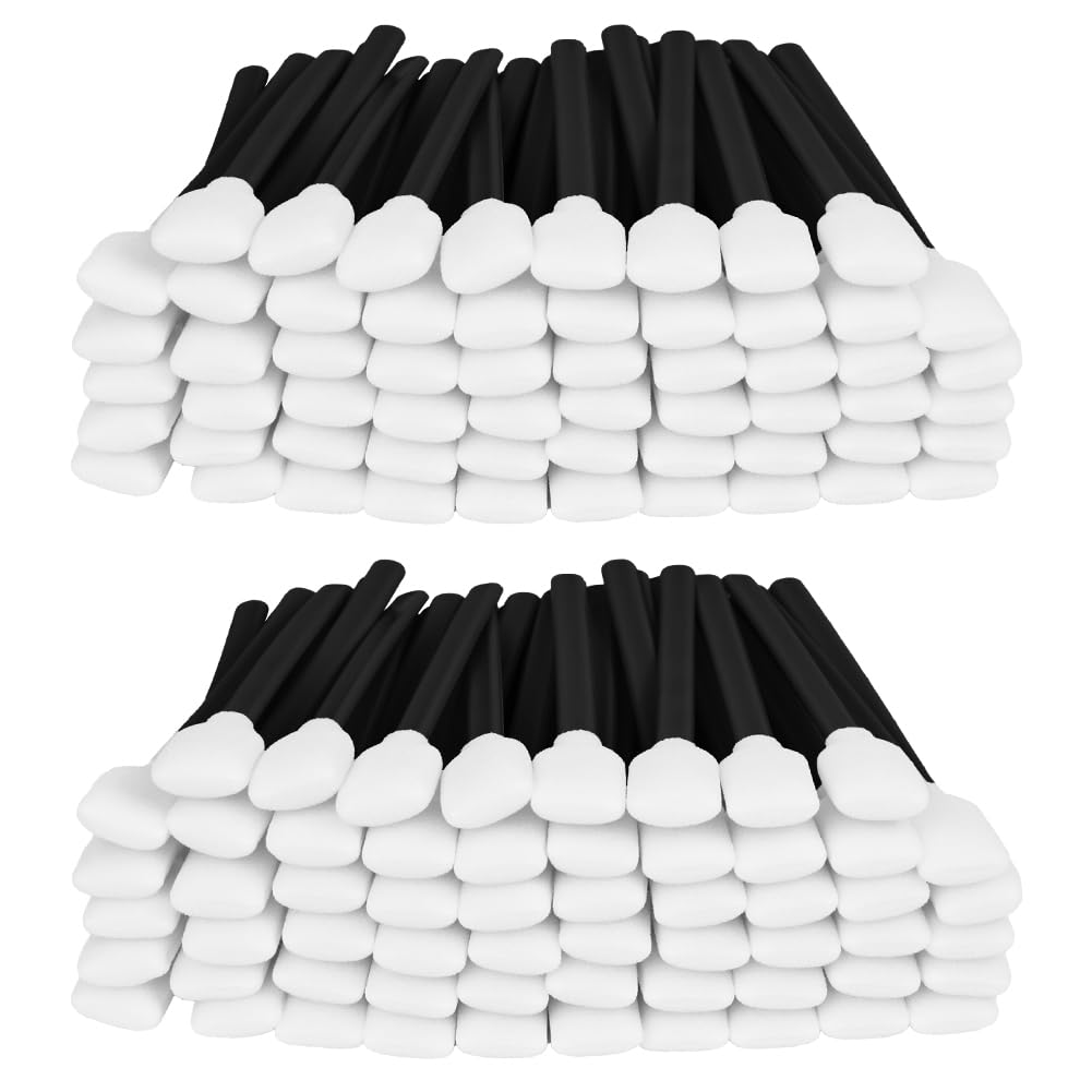 APXEL 200PCS Square Foam Cleaning Swab Sticks, Foam Tip Cleaning Swabs, Dust Free Anti-Static Swabs for Inkjet Printer Print Head Optics Lens Camera Optical Equipment Auto Detailing (Black)
