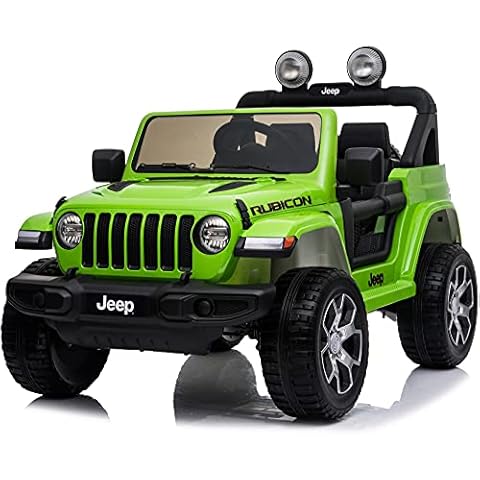 Special Edition 4WD 12V Licensed Rubicon Wrangler Jeep 2 Seater Kids Ride On Car with Remote & Upgrades (Green) Cover