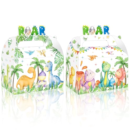 iPartyFun 12pcs Dinosaur Party Gift Treat Boxes Dinosaur Baby Shower Decorations for Dino Theme Birthday Party Rawr It's A Boy Party Supplies