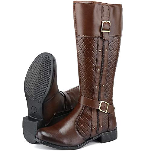 Kit 2 Pares de Bota Feminina Cano Longo com Bota Cano curto Sapatofran (35, CAFÉ-CAFÉ)
