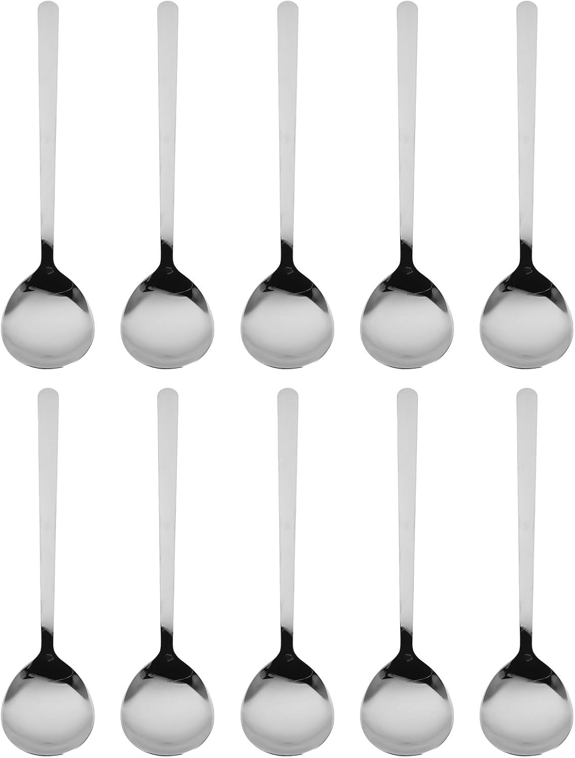 Coffee Mixing Spoons Dessert Spoons Stainless Steel 10pcs with Long Handle Design, Resistant to Bending Metal Teaspoons for Dining and Serving Fruit for Ice Cream, Honey, Cake