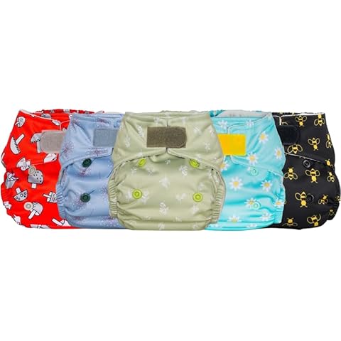 5 Pack Reusable Pocket Nappies with Inserts Cover