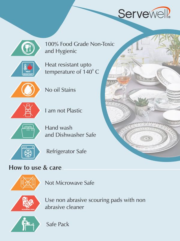 Image of Servewell Melamine Dome Marble Dinner Set 23 Pc -Cosmos, Black