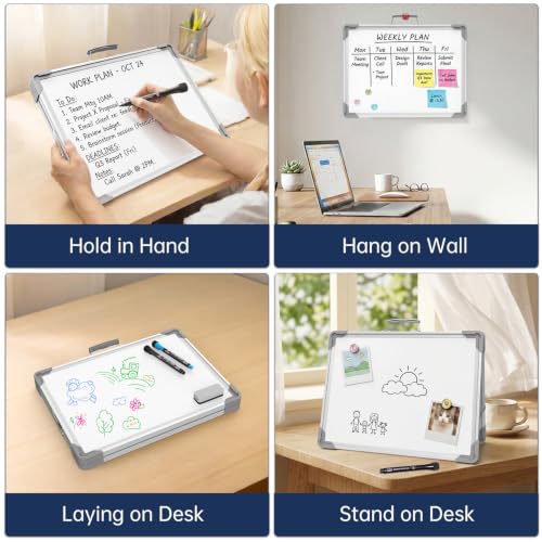 Image of TSJ OFFICE Small Dry Erase White Board - 12 inch x 16 inch Mini Easel Desktop Double Sided Whiteboard, Portable Magnetic Board on Table Top with Holder for Drawing, Teacher Instruction, Memo Board