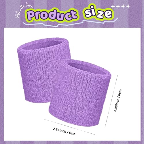 Image of Bememo 12 Pack Wristbands Sweatband for Women Men, Neon Colored Sport Wrist Bands, Tennis Football Basketball Sweatbands, Moisture Wicking Arm Bands for Working Out