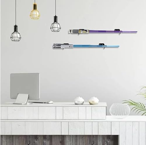 Miniatura 4 de Estante de sable de luz montado en la pared, soporte de exhibición de sable de luz acrílico transparente para sables de luz Force FX (1 par negro)