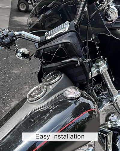 Bolsa impermeable para manillar de motocicleta con almacenamiento universal, compatible con Harley Dyna Street Bob FXBB Softail Sportster, bolsa frontal para horquilla con cremallera miniatura 4