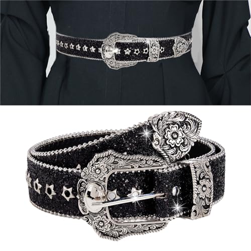 Sequined Waist Belt For Jean Rock And Hip Hop Eyelets Belt Waistband Glinting Buckle With Encrusted Glitter2