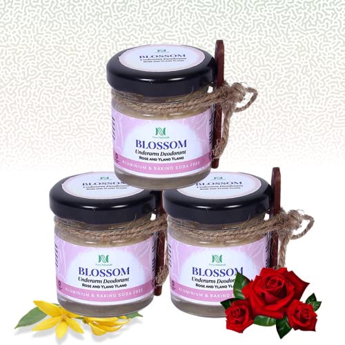 Image of Blossom Deodorant for Women &Men | Free from Aluminium and Baking Soda | Deo for Women, Deodorant Cream with Rose, Ylang Ylang and Lavender (30 g, Pack of 3)