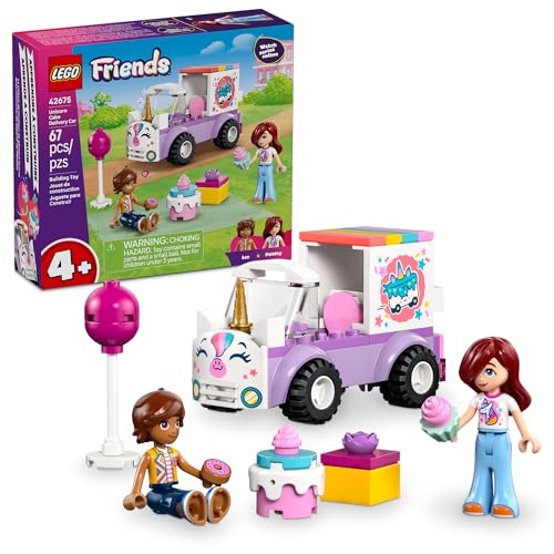 LEGO Friends Unicorn Cake Delivery Car Building Toy for Girls & Boys - Pretend Play Set for Preschool Kids, Ages 4+ - W/Paisley & Leo Minidolls &...