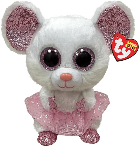 Ty - Beanie Boo's - Peluche Nina la souris 15 cm, Rose et Blanc, TY36365