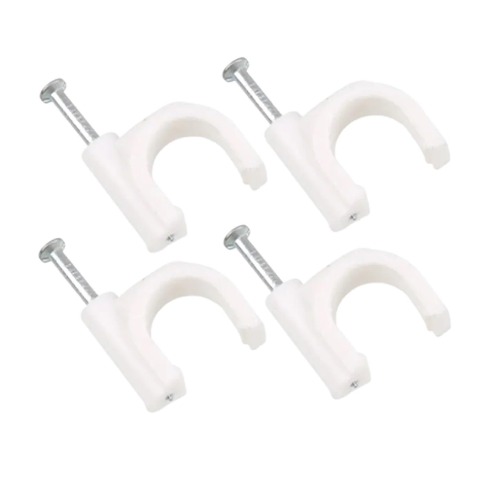 Eefpxwtz White Nailed Pipe Clamp， Round Cable Clips With Steel Nails 4-10Mm 100 Pcs(8Mm)