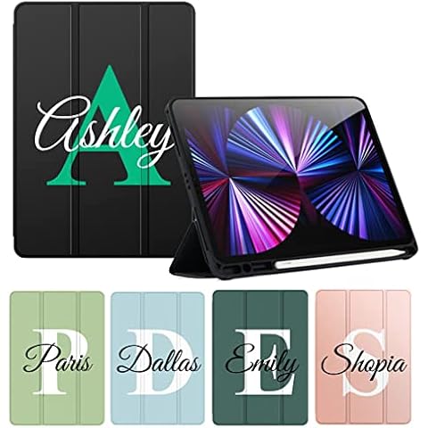 Custom Name Case for iPad Pro Air Mini 9th 8th 7th 6th 5th 4th 3th Generation(2022/2021/2020/2019/2018/2017/2016/2015) 12.9 10.9 11 10.2 9.7 inch,Personalized Trifold Stand Caver,Auto Wake/Sleep Cover
