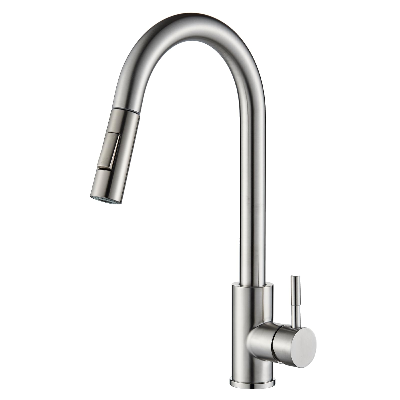 Suguword Kitchen Sink Faucet Single-Handle Pull Out Kitchen Mixer Tap - High Arc Spout Bar Sink Tap 1 Hole, Dual Spray Modes | Solid Brass | Brushed Nickel | 360° Swivel