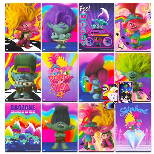 Livre d'affiches Trolls pour enfants – Le lot comprend 12 affiches de Trolls Band Together pour chambre de fille, décorations de Trolls, plus | Décoration...
