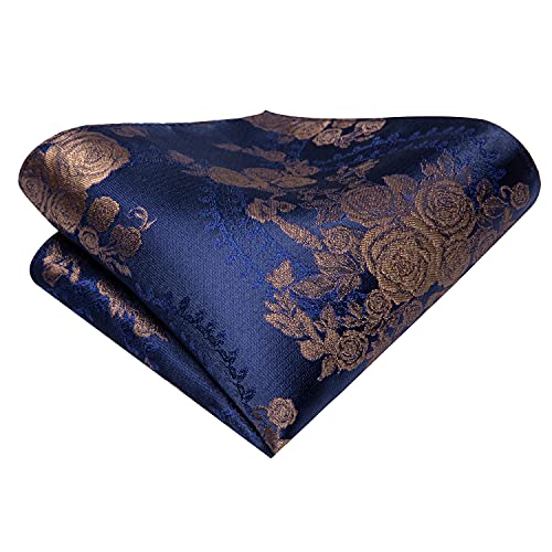 Image of Hi-Tie Silk Ties for Men Plaid Paisley Striped Necktie Pocket Square Cufflinks Set Formal Business