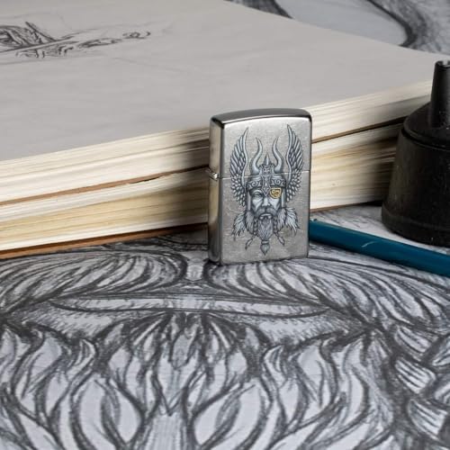 Encendedor Zippo personalizado diseño vikingo cromado miniatura 4