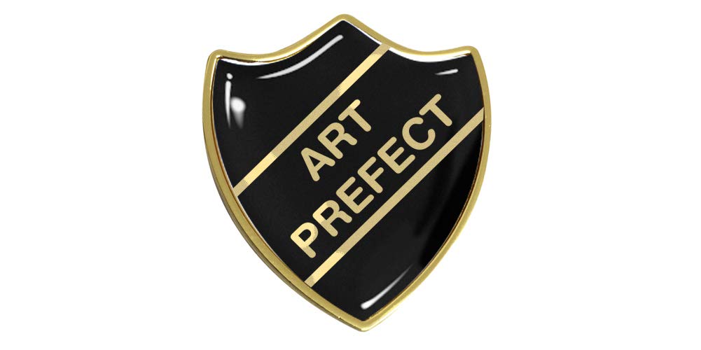 Capricornone Unisex Black Art Prefect Gel Domed School Shield Badge