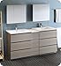 Fresca Lazzaro 72" Gray Wood Free Standing Double Sink Modern Bathroom Vanity w/Medicine Cabinet