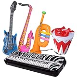 Aufblasbares Gitarrenspielzeug umfasst 95 cm Gitarre, 70 cm Saxophon, Trompete, elektronische Orgel und Drum.