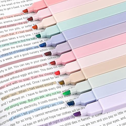 Pastel Highlighters 12 Pcs Highlighters Assorted Morandi Color Highlighter pens Soft Chisel Tip Bible Textmarker Marker Pens No Bleed for Journals Bibles Notebooks School Office Supplies.