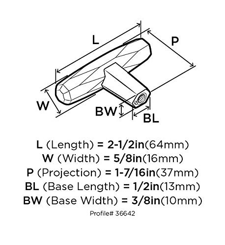 Amerock | Cabinet Knob | Satin Nickel | 2-1/2 Inch (64 Mm) Length | St. Vincent | 1 Pack | Drawer Knob | Cabinet Hardware #TOP1