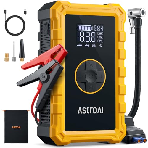 AstroAI S8 Air Jump Starter with Air Compressor, 1500A Car Battery Jumper Starter Portable (6.0 Gas/3.0L Diesel) with 150PSI Cordless Auto-Shutoff Tire Inflator, 12V Battery Charger Booster(