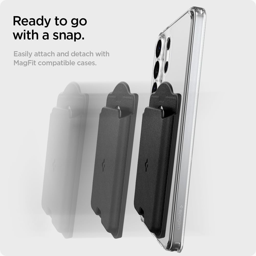 Spigen Valentinus MagFit Portafoglio Magnetico Compatibile con Samsung Galaxy S26 & S25 Serie, S25 Edge e Z Fold 7 - Nero