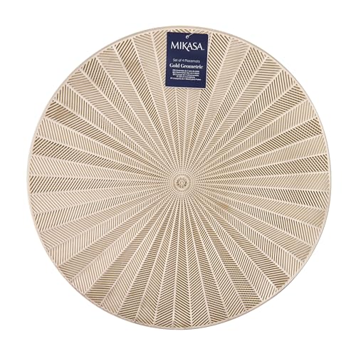 Mikasa 4pc PU Round Placemats, Gold, 38cm, Tagged - Image 2