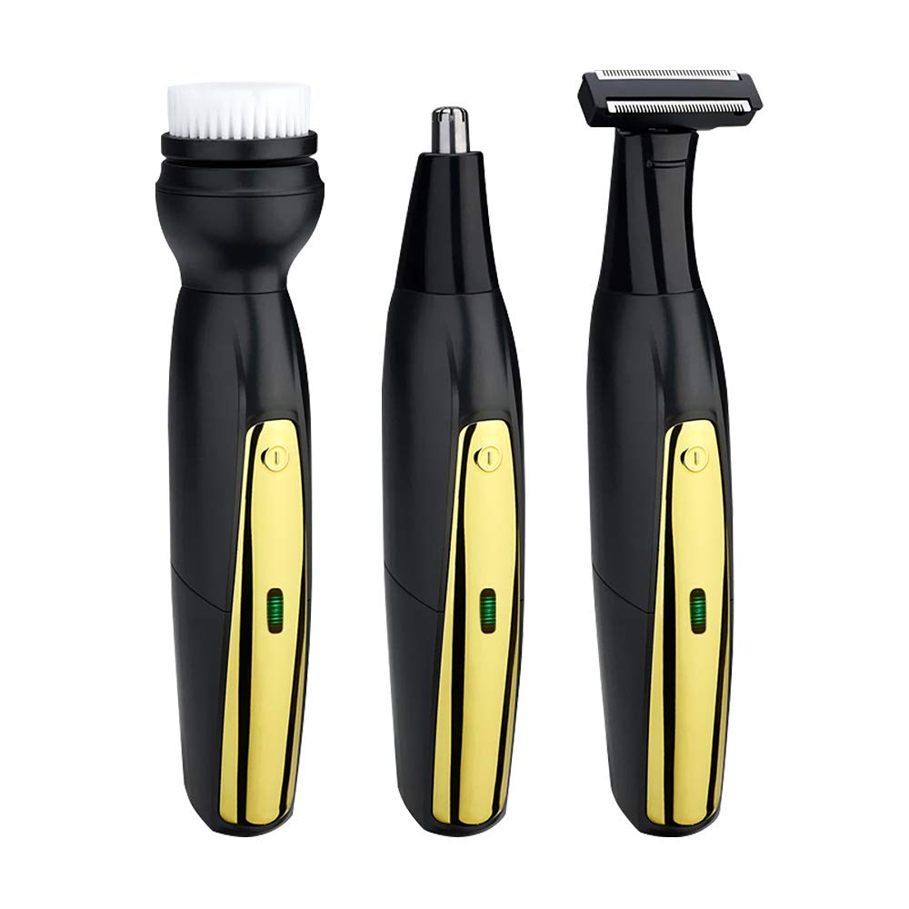 Electric Shaver for Men, CestMall Waterproof 3 in 1 Head & Face Electric Razor, USB Faster-Charging Wet and Dry Beard Trimmer, Nose Hair & Hair Clippers, Facial Clean Brush, Gift for Dad, Boyfriend