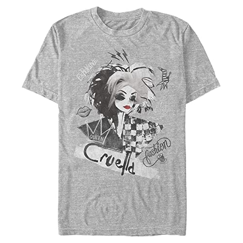 Disney Classics DNCA-Artsy Cruella Organic Short Sleeve - Camiseta Unisex (Talla XXL), Color Gris, Gris, XXL