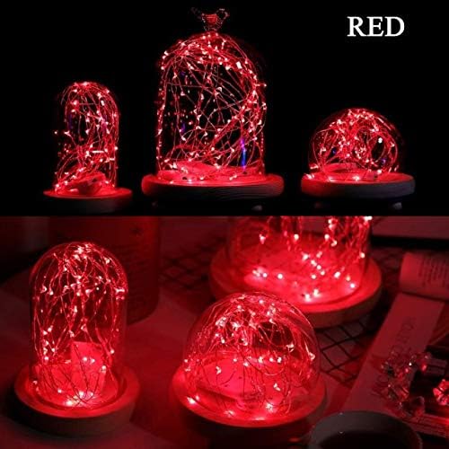 Miniatura 2 de VOOKRY Paquete de 8 guirnaldas de 30 luces LED que funcionan con pilas, 10 pies, mini alambre de cobre rojo, luciérnaga, luna estrellada, luces