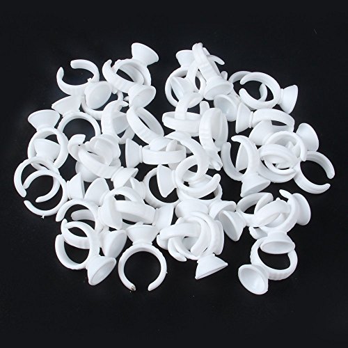 G2PLUS Disposable Plastic Nail Art Tattoo Glue Rings Holder Eyelash Extension Rings Adhesive