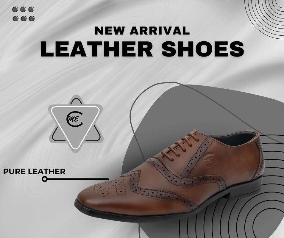 Image of Men's Handcrafted Oxford Lace-up Shoes with Broguing - Crafting Luxury and Elegance for You Tan 8