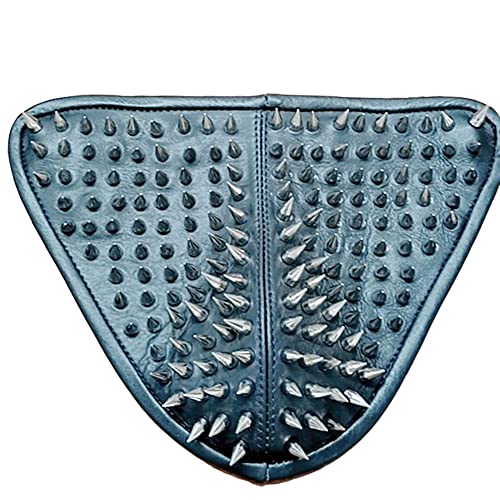 SIZZLEATHER Men's Thong Spiked Real Leather's Jockstrap G-String with Studs Fetish Sexy Jocks BDSM (Medium, Schwarz) Cover