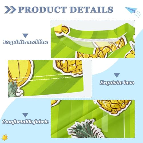 ALAZA Kids Rash Guard Boys Toddler Swim Shirts Short Sleeve Banana Pineapple Green UPF 50+ 3T3