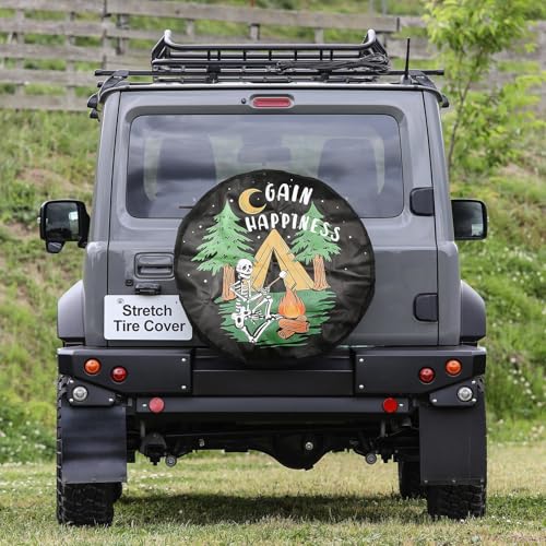 Image of Spare Tire Cover for RV Trailer, PU Leather Tire Cover Waterproof Sun Protection with Outdoor Camper Design, Fit for Trailers, RV, SUV, Off-Road Vehicle, Camper, and Trucks (16 inch)