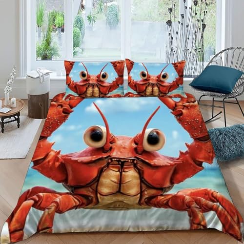 Housse de couette crabe imprimé 3D en microfibre douce avec 2 taies - 3