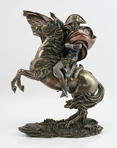 US French Leader Napoleon Bonaparte on Horse Crossing St Bernard Pass Cold Cast Bronze Statue by Religious Gifts