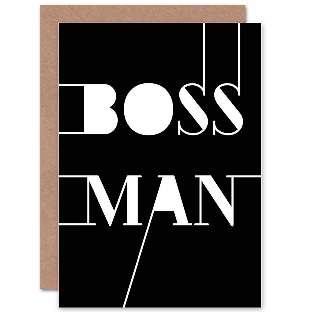 Wee Blue Coo Motivational Quote Boss Man Blank Greeting Card