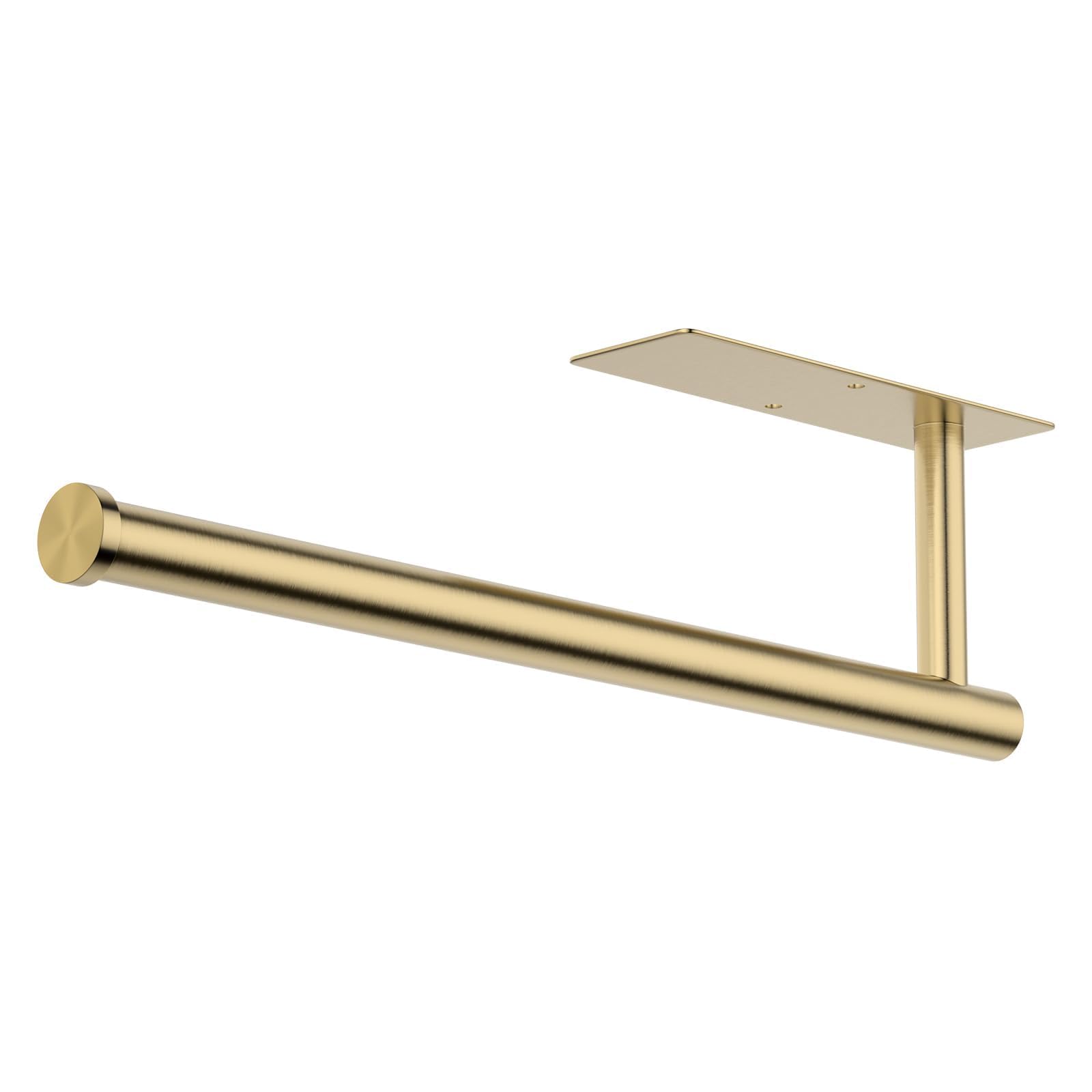CHIKESI Paper Towel Holder Under Cabinet, Self-Adhesive,No Drilling, Stainless Steel, Wall-Mounted for Kitchen and Bathroom, Easy Install, Durable, Space-Saving, Ideal for Home, RV (Gold, 1 Pack)