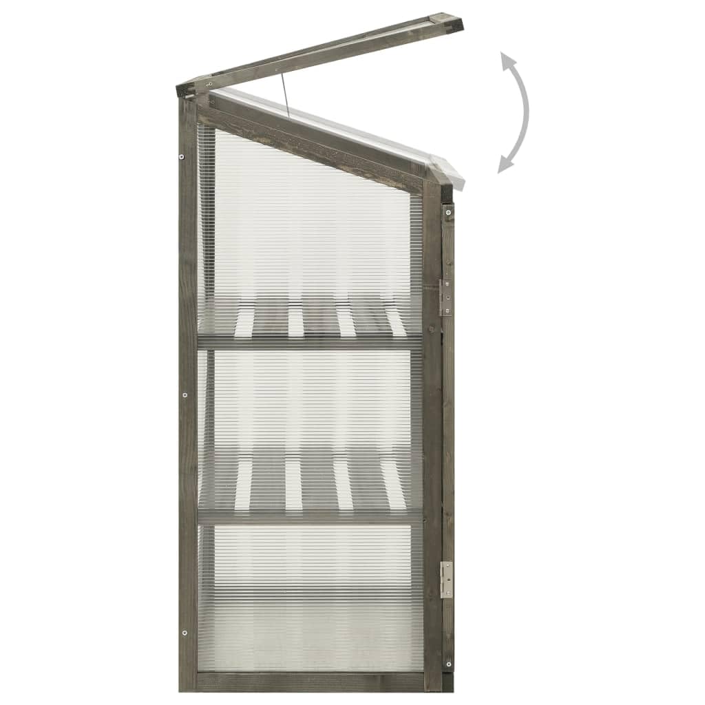 Invernadero de madera maciza de abeto 60 x 45 x 100 cm con placas de policarbonato y estantes para cultivo de hortalizas y protección de plantas en balcón, terraza o jardín, resistente a la
