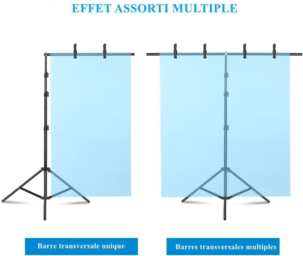 Support Fond Photo Relota 200x300cm - Trépied Réglable Avec 10 Pinces - Pour Studio Photo, Streaming